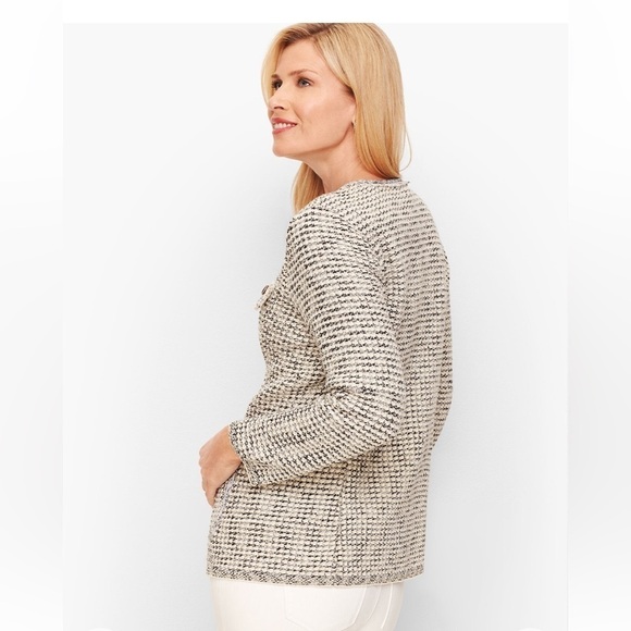 Talbots jacquard sweater jacket suit separate size 12P green pink brown - Picture 2 of 14